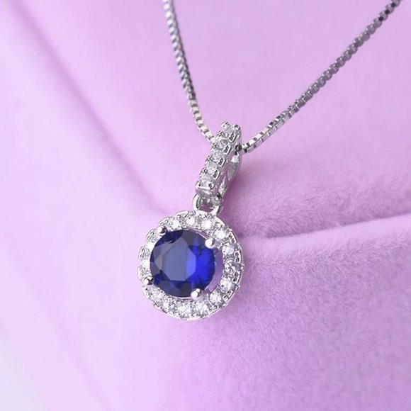 14k Gold 1ct. Ruby Diamond Halo Necklace Italy Sterling Silver - Picture 3 of 11